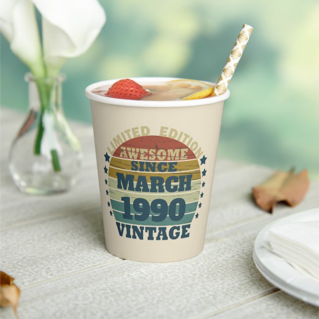 Personalized vintage 35th birthday party paper cups (Insitu)