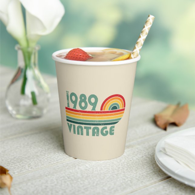 Personalized vintage 35th birthday party paper cups (Insitu)