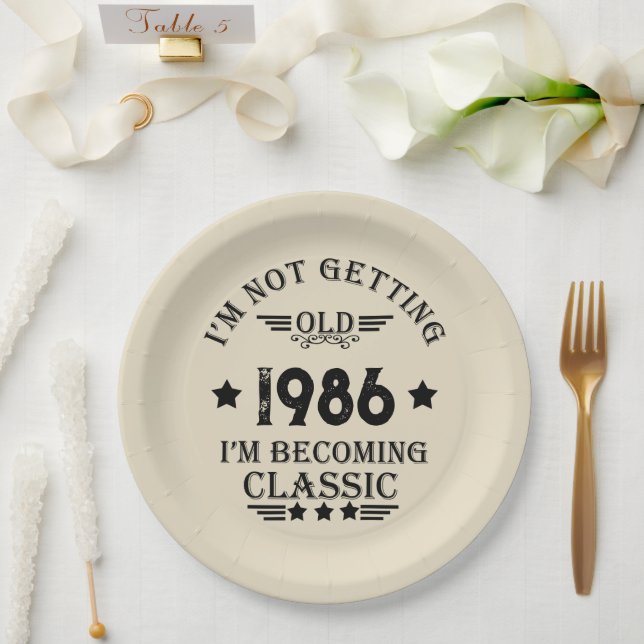 Personalized vintage 35th birthday party paper plates (Wedding)