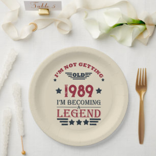 Personalized vintage 35th birthday party paper plates