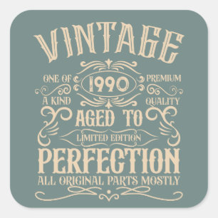 Personalized vintage 35th birthday party square sticker