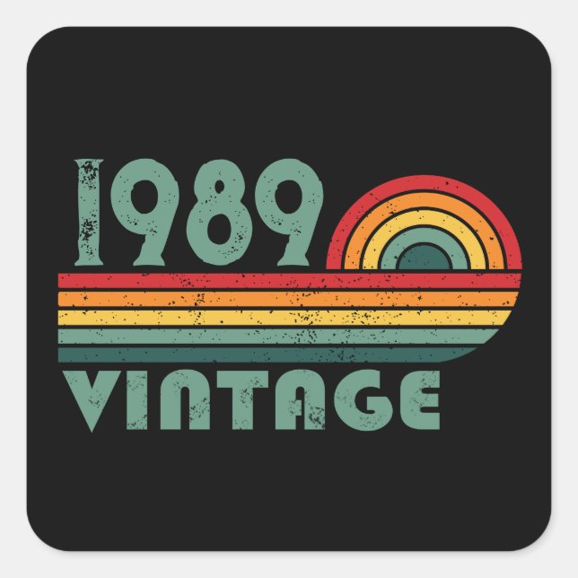 Personalized vintage 35th birthday party square sticker (Front)