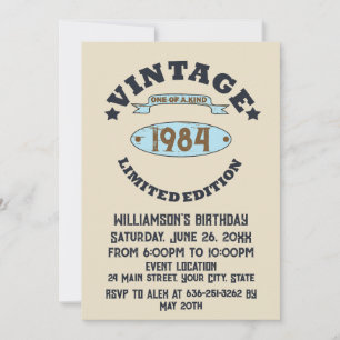 Personalized vintage 40th birthday cocktail party invitation