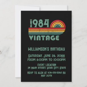 Personalized vintage 40th birthday cocktail party invitation