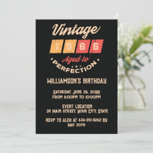 Personalized vintage 40th birthday cocktail party invitation