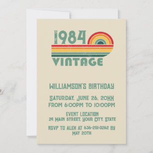 Personalized vintage 40th birthday cocktail party invitation