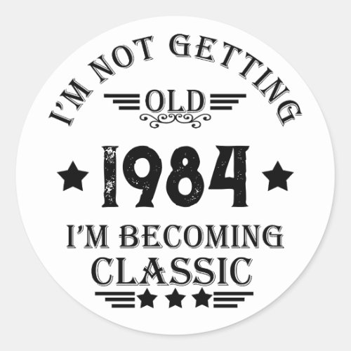 Personalized vintage 40th birthday gift classic round sticker