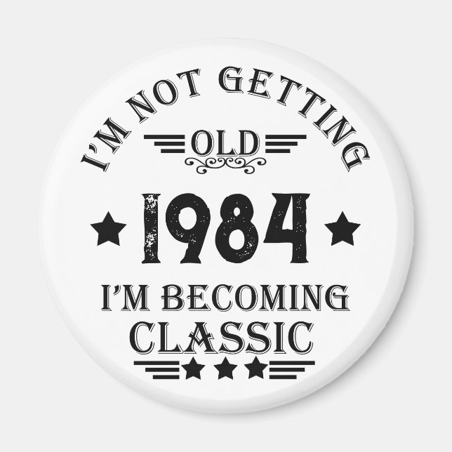 Personalized vintage 40th birthday gift magnet (Front)