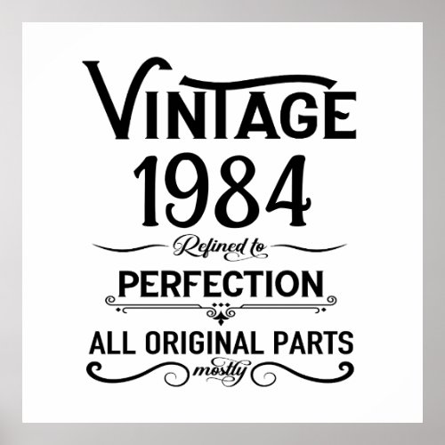 Personalized vintage 40th birthday gifts black poster
