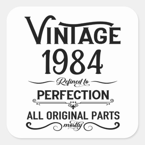 Personalized vintage 40th birthday gifts black square sticker