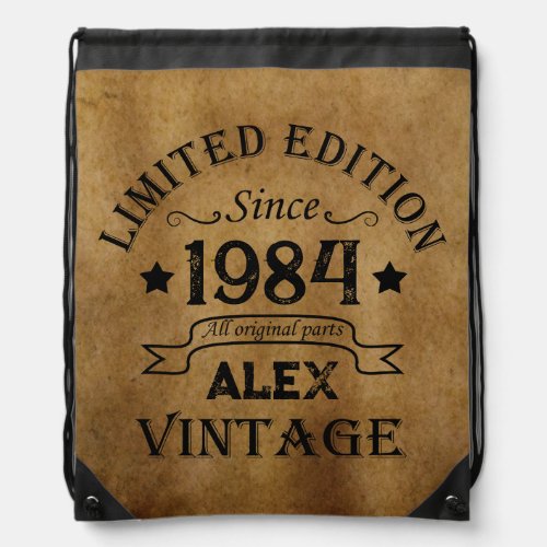 Personalized vintage 40th birthday gifts drawstring bag