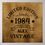 Personalized vintage 40th birthday gifts poster<br><div class="desc">You can add some originality to your wardrobe collection with this vintage retro rustic-looking design with awesome typography font lettering, is a great gift idea for men, women, husbands, wives, girlfriend, and a boyfriend who will love this one-of-a-kind artwork. The best unique and elegant holiday present for your happy birthday...</div>
