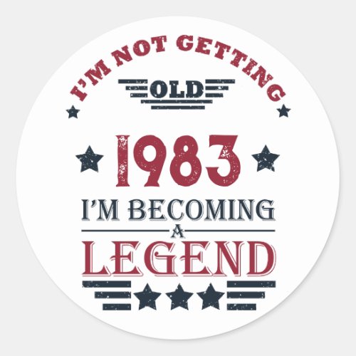 Personalized vintage 40th birthday gifts red classic round sticker