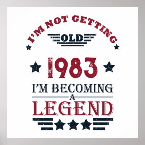 Personalized vintage 40th birthday gifts red poster
