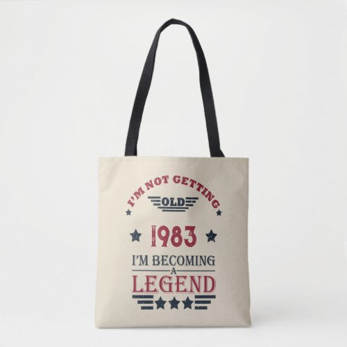 Personalized vintage 40th birthday gifts red tote bag
