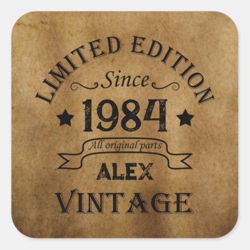 Personalized vintage 40th birthday gifts square sticker