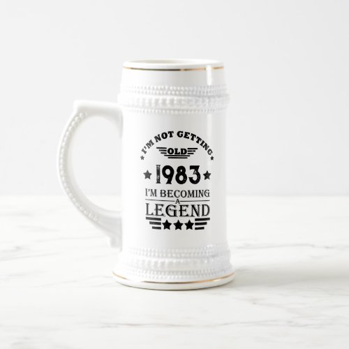 Personalized vintage 40th birthday gifts white beer stein