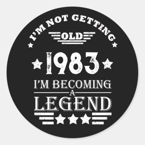 Personalized vintage 40th birthday gifts white classic round sticker