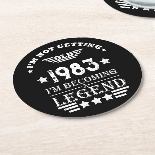 Personalized vintage 40th birthday gifts white round paper coaster