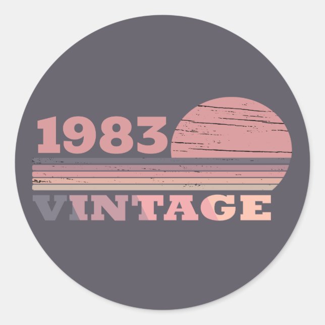 Personalized vintage 40th birthday party classic round sticker (Front)