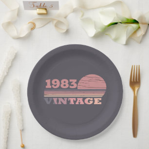 Personalized vintage 40th birthday party paper plates