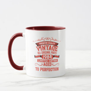 Personalized vintage 40th birthday red mug