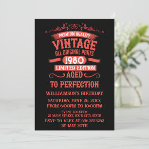 Personalized vintage 45th birthday cocktail party invitation
