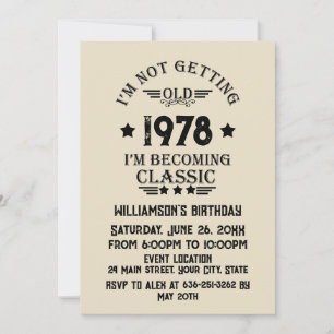 Personalized vintage 45th birthday cocktail party invitation