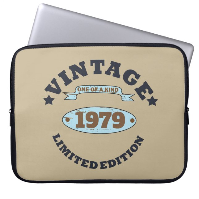 Personalized vintage 45th birthday gift laptop sleeve (Front)