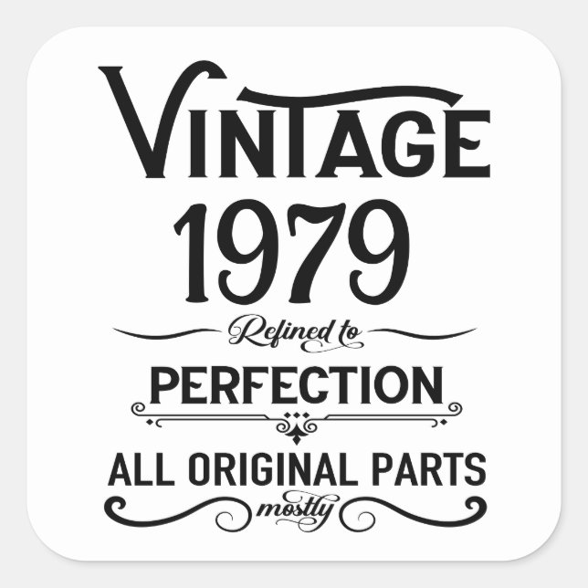 Personalized vintage 45th birthday gifts black square sticker (Front)