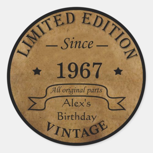 Personalized vintage 45th birthday gifts classic round sticker