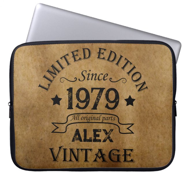 Personalized vintage 45th birthday gifts laptop sleeve (Front)