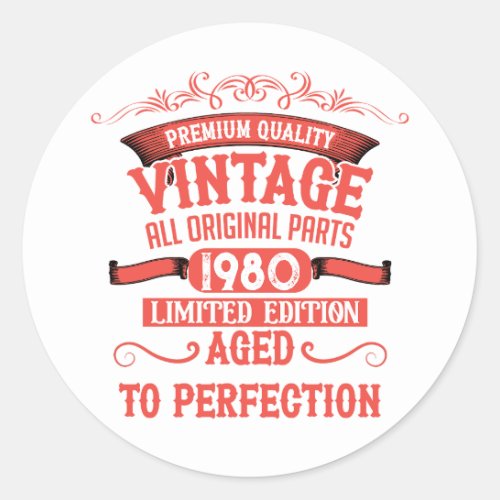 Personalized vintage 45th birthday gifts red classic round sticker