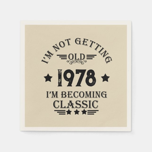 Personalized vintage 45th birthday party napkins (Front)