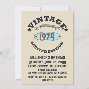 Personalized vintage 50th birthday cocktail party invitation