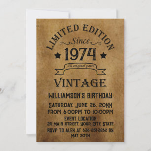 Personalized vintage 50th birthday cocktail party invitation