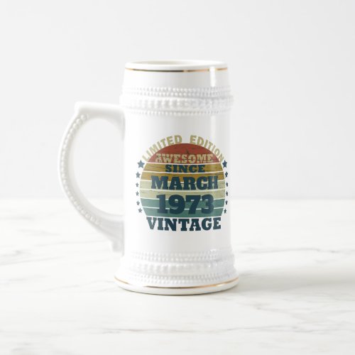 Personalized vintage 50th birthday gift beer stein