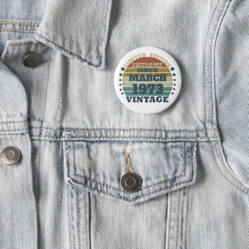 Personalized vintage 50th birthday gift button