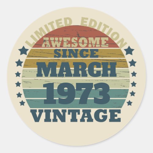 Personalized vintage 50th birthday gift classic round sticker