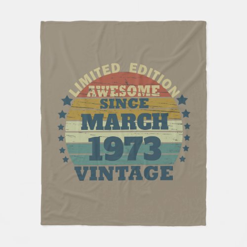 Personalized vintage 50th birthday gift fleece blanket