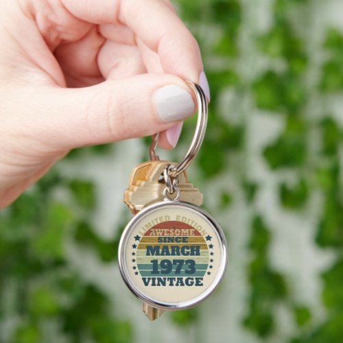 Personalized vintage 50th birthday gift keychain