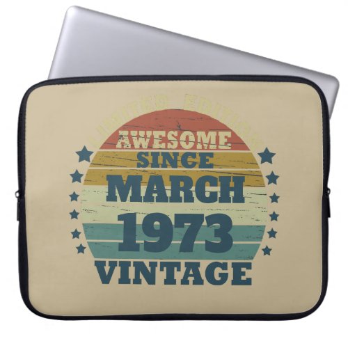 Personalized vintage 50th birthday gift laptop sleeve