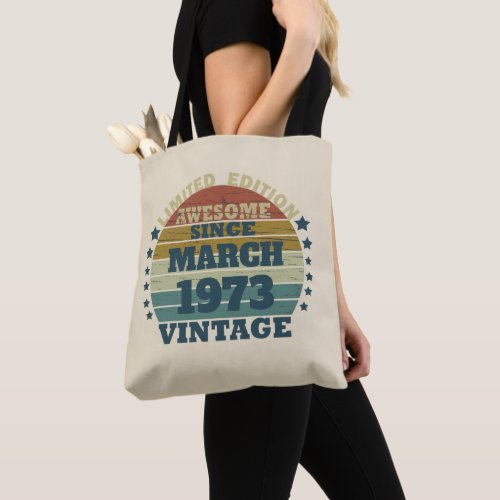 Personalized vintage 50th birthday gift tote bag