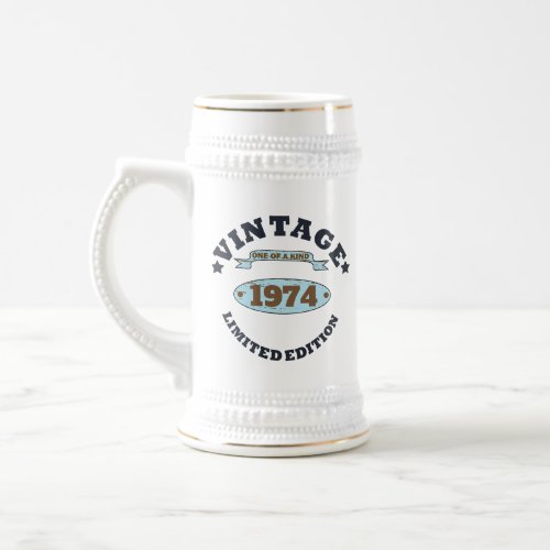 Personalized vintage 50th birthday gifts beer stein