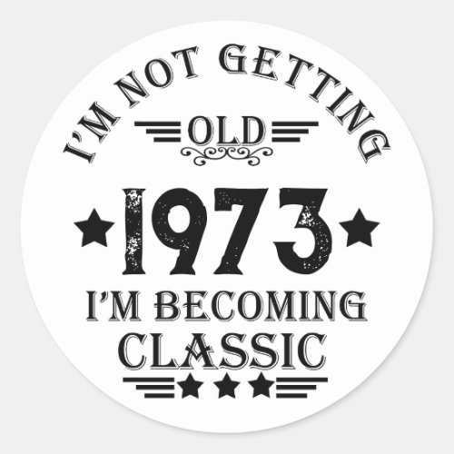 Personalized vintage 50th birthday gifts classic round sticker