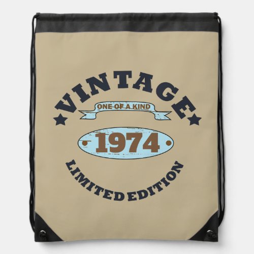 Personalized vintage 50th birthday gifts drawstring bag