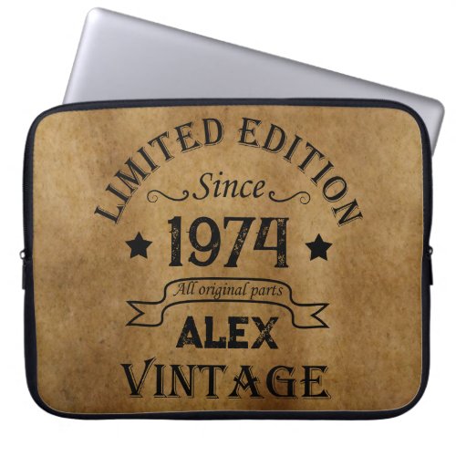 Personalized vintage 50th birthday gifts laptop sleeve