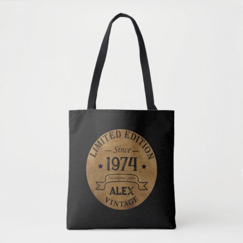 Personalized vintage 50th birthday gifts tote bag
