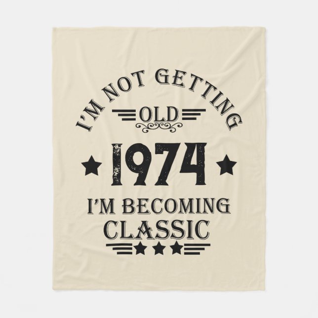 Personalized vintage 50th birthday party fleece blanket (Front)