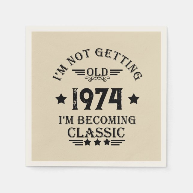 Personalized vintage 50th birthday party napkins (Front)